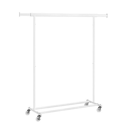 Klädställ på hjul med utdragbar hängskena och 100 kg lastkapacitet - Vit