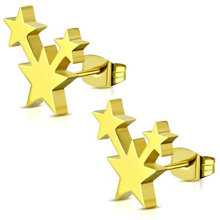 Stiftörhängen Stud Örhängen i Kirurgiskt Stål 316L i Guld Färg - Blanka Stjärnor