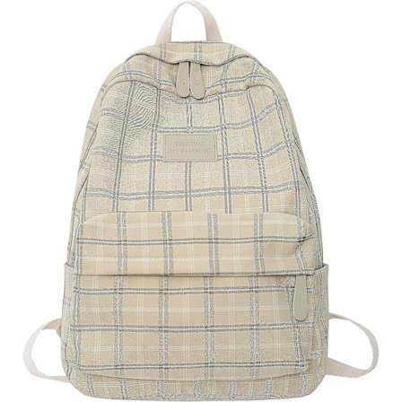Vaalea akateeminen esteettinen reppu ruudullinen preppy reppu teini-ikäisille tytöille Kirjalautut Paluu kouluun Reppu Tarvikkeet (Beige)