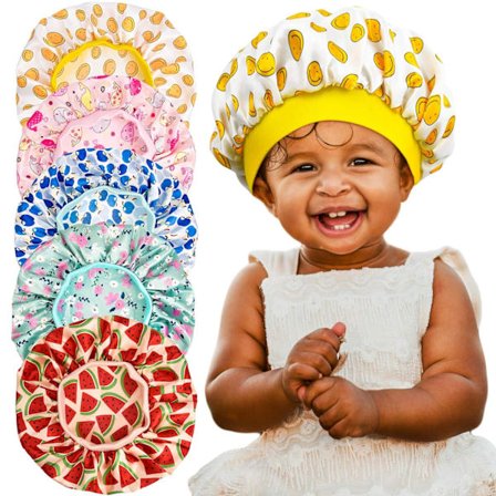 5 stk. Satin Bonnet for Barn Silk Baby Bonnet Sovehette Bred Bånd Natthatter for Naturlig Hår Tenåringer Småbarn Barn Baby