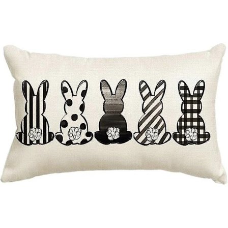 Pääsiäispupujen tyynyliina, 30 x 50 cm Mustavalkoinen Kevätloma