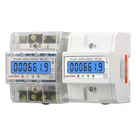 Sähköenergiamittari Kolmivaiheinen LCD Digitaalinen näyttö DIN-kiskoon asennettava 4-johtiminen sähkömittari Wattimittari AC 3*230/400V 50Hz