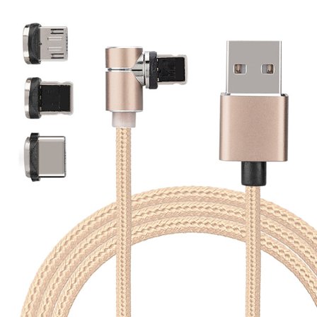Magnetisk laddningskabel 3 i 1 Multipel snabbladdningskabel för iOS/Android/Type-c (Guld)