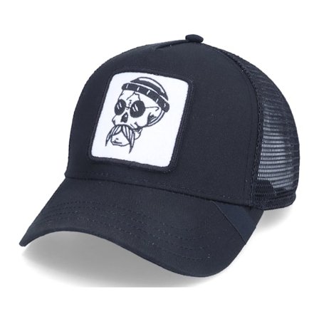 Iconic - Svart trucker Keps - Hipster Skull Patch Black Trucker @ Hatstore