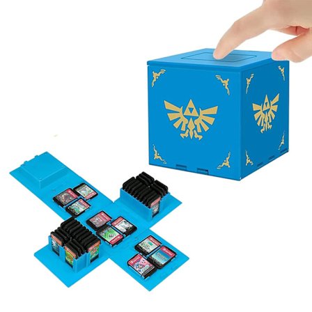 Kompatibel med Nintendo Switch, ekstra stor kapasitet Switch-spillveske, oppgradert 41 spor Switch-spillkort oppbevaringsboks, trykk for å folde ut 