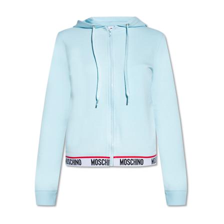 Moschino Logo-Trim Detail Hoodie Blå, Dame