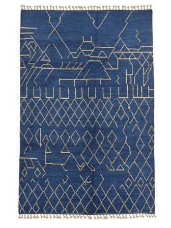Handgeknüpft Berber Stil Teppich 183X277 Dunkelblau/Schwarz