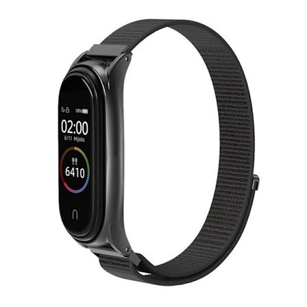Xiaomi Mi Smart Band 5/6/7 Armbånd Nylon 05 - Sort