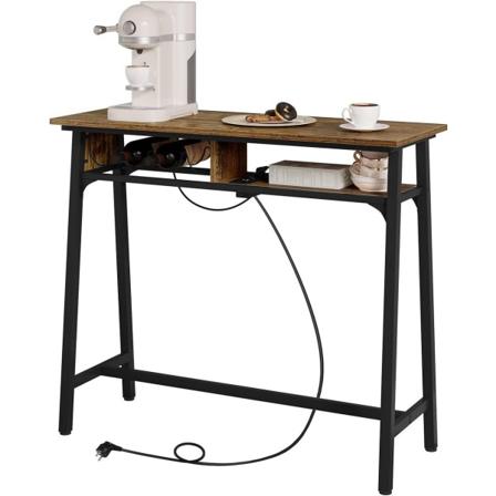 Rootzin monitoimibaaripöytä - Latauskeskus - Viinin säilytys - Kestävä, tilaa säästävä, tyylikäs - Metalli & MDF - 110 cm x 94 cm x 40 cm