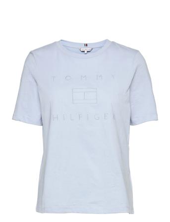 Regular Metallic C-Nk Tee Ss T-shirt Top Blå Tommy Hilfiger