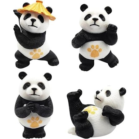 Panda-koristeet 4 kpl Minieläinlelut Panda-miniatyyrikoriste Söpöt leikkisät panda-patsaat Mikromaisema Puutarhanhoito Maisemointinukke Nukkekoti