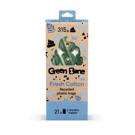 Green Bone - Påfyll av Fresh Cotton biologisk nedbrytbare hundeposer Green 315 poser - Hund - ZOO.no