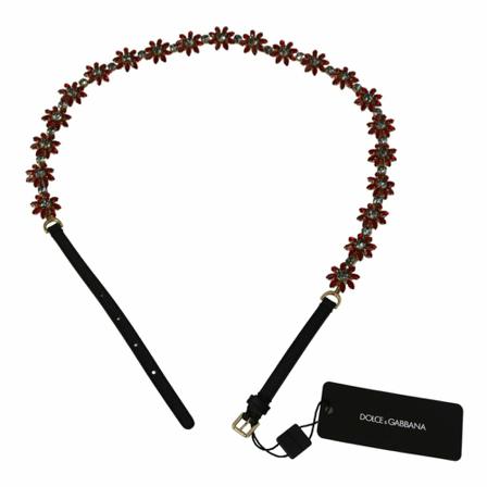 Dolce & Gabbana Floral Motif Crystals Bælte Rød, Dame Bælter