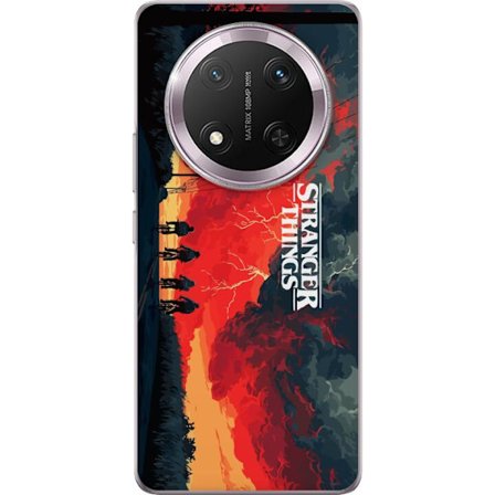 Kompatibelt Mobildeksel til Honor Magic7 Lite Stranger Things plakatstil med syklende venner, dramatisk himmel og sterkt kontrast, klassisk sci-fi mot