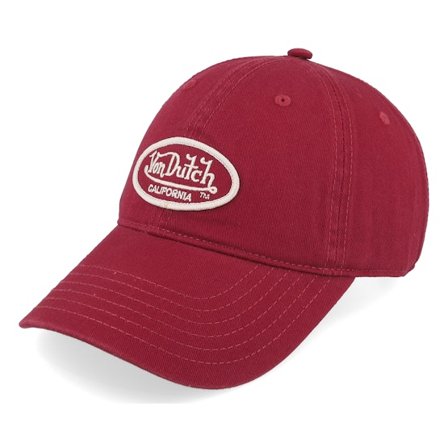 Von Dutch - Rood unconstructed Cap - Oval Patch Burgundy Dad Cap @ Hatstore
