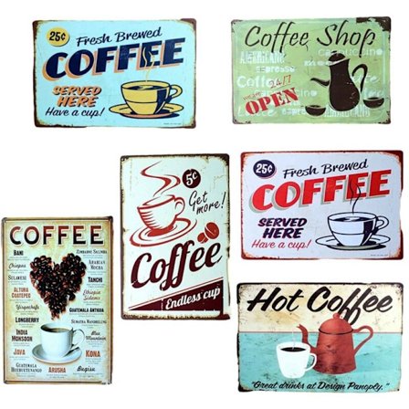 Tinamaalauskahvikoristeellinen tinamaalaus Sopii KTV:lle, baareille, ravintoloille, retrokoristelu 20X30 cm