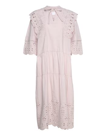 2Nd Elda Tt - Broderie Anglaise Knälång Klänning Lila 2NDDAY