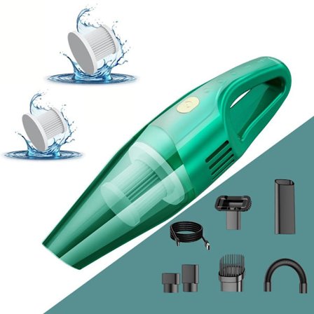 Handhållen dammsugare, kraftfull bil dammsugare med uppladdningsbart batteri, bärbar sladdlös handdammsugare med tvättbart HEPA-filter