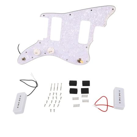 Laddat slagskydd Metall Plast Förtrådad gitarrvalsskydd Skrapplatta Bakplatta Set White Pearl GP505