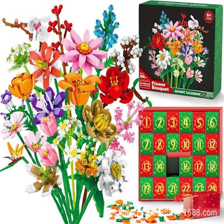 2025 Blombukett Byggklossar Jul Adventskalender 2024, Jul 24 Dagar Daisy Överraskningslåda Daisy!