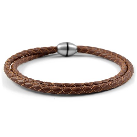 Bruine Bolo Twisted Lederen Armband voor mannen - Leren armbanden