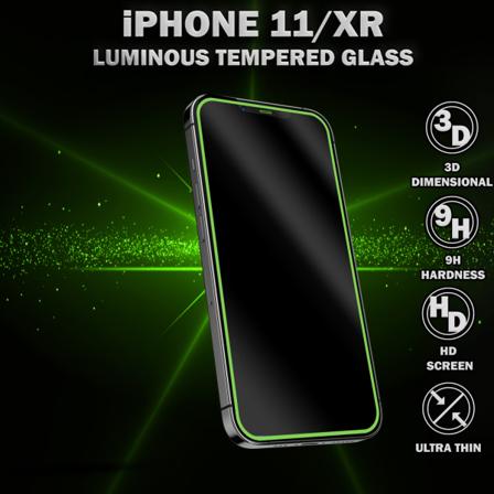 1-Pack Självlysande Skärmskydd For iPhone 11/XR - Härdat Glas 9H - Super Kvalitet 3D