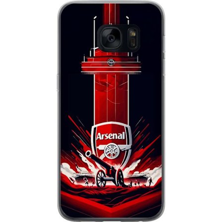 Yhteensopiva Puhelinkuori Samsung Galaxy S7 Arsenal-embleemi, jossa tykki ja stadionmotiivi voimakkaassa punaisessa ja valkoisessa urheilusuunnittelus