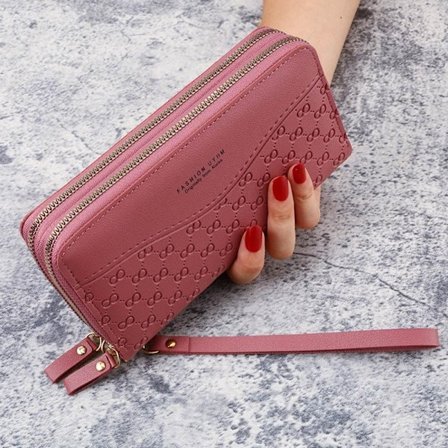 Dame Lommebok Lang Veske MØRK ROSA