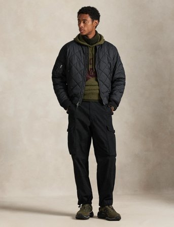 Polo Ralph Lauren Quilted Jacquard Bomber Jacket - Black - M