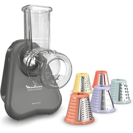 Moulinex Fresh Express DK855HE0 elektrisk grönsaksskärare - 5-i-1, Grå