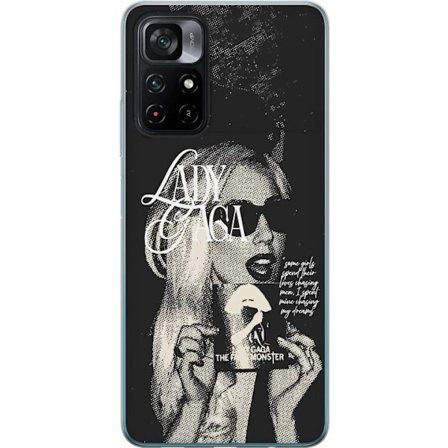 Kompatibel Mobilcover til Xiaomi Poco M4 Pro 5G Lady Gaga sort-hvid retroplakat med solbriller og popkunst-æstetik