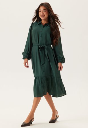 Happy Holly - Midi Shirt Dress - Dark green