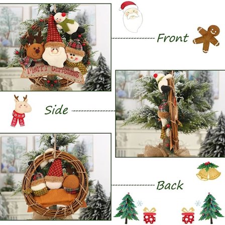 Juleranke i rotting, 1 stk juletrepynt, julehengende dekorasjon, juleskiltkrans til inngangsdør, julepynt til