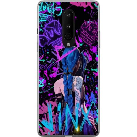 Yhteensopiva Puhelinkuori OnePlus OnePlus 8 Värikäs graffitipiirustus, jossa on sinipäinen hahmo urbaanissa katutaidetyylissä