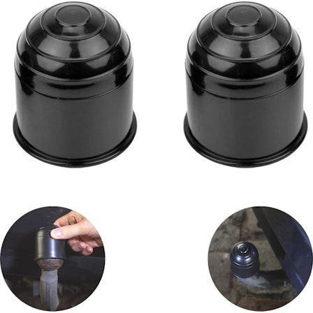 Kuledeksel for tilhengerfeste, 2-pakning, svart, for kulehode