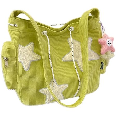 Y2K Fløjls Skuldertaske Kvinder, Sød Tote Taske Stor Crossbody Taske til Skole Kontor Arbejde Rejser Shopping