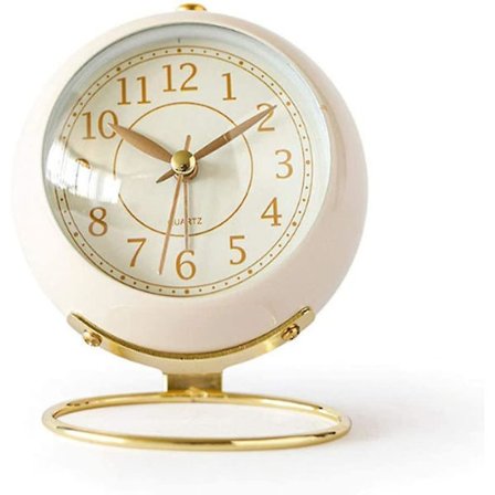Classic Non-ticking Tabletop Alarm Clock With Backlight, Battery Operated Desk Clock With Hd Glass