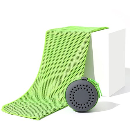 Kølehåndklæde til sommer u0026 sport - hurtigtørrende - 30x80 cm (voksenstørrelse) grøn med opbevaringsboks
