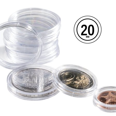 Leuchtturm GRIPS runde møntkapsler til mønt Ø 20 mm - 100 stk.