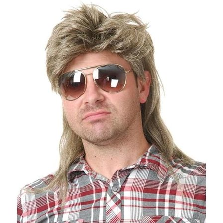Herre Parykk Blond Mullet 80-talls Mullet Parykk Herre Lang Syntetisk Hår Wi