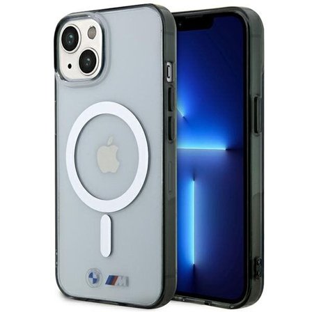 BMW BMHMP14SHCRS iPhone 14 6,1" fodral transparent hårdplastfodral Silver Ring MagSafe