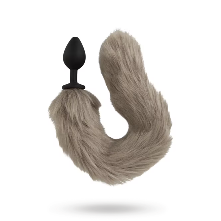 Fluffy Long Tail Butt Plug Grey - Vuxen.se - Buttplug, stora & små butt plugg
