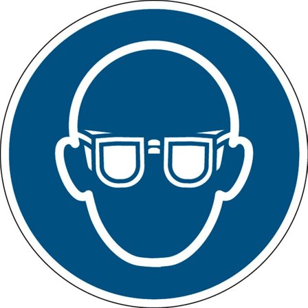 Skylt, skyddsglasögon, självhäftande polyester, Ø 100 mm