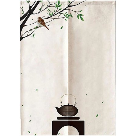 /EA/Japansk Noren Døråbningsgardin Tapestry Tekande (grene og fugle, 85 cm x 150 cm)