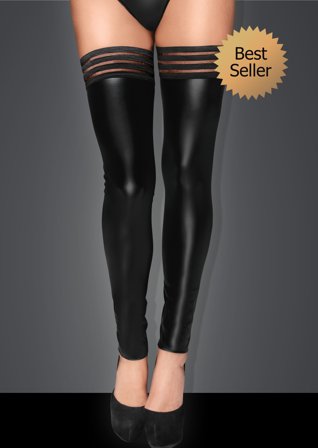 Noir Handmade: Noir Wetlook Strømper - Vuxen: Sexy klær