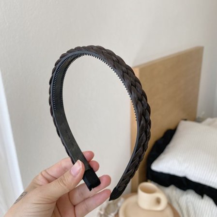 Hårbøjle paryk flet pandebånd KAFFE TYND TYND