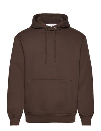Slhreg-Dan Sweat Hood O Hettegenser Genser Brun Selected Homme*Betinget Tilbud
