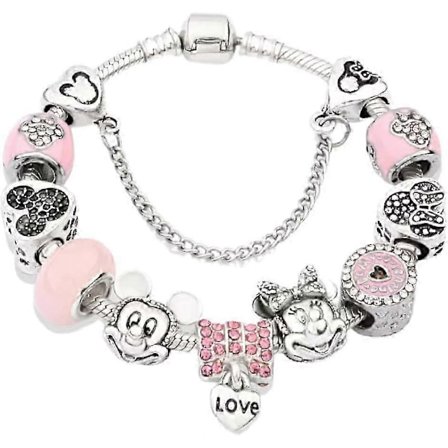 Dam Smycken Guldberlockarmband Pandora Inspirerad Stil m/Ros Silverfärg 19CM Hjärta Berlocker, Armband Y2K, Handsmycken, Armband för Kvinnor-