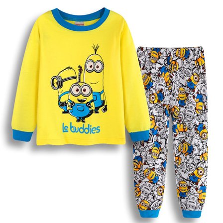 Børn Sød Minions Motiv Langærmet T-shirt Bukser Pyjamas Nattøj Sovetøj #5