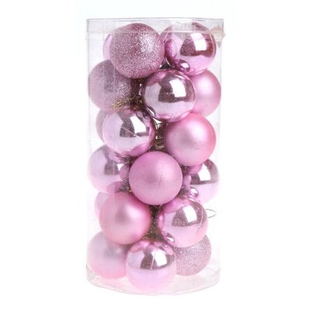 24-pak Glitrende Julekuler Pynt til Juletre Fest Bryllup Rosa